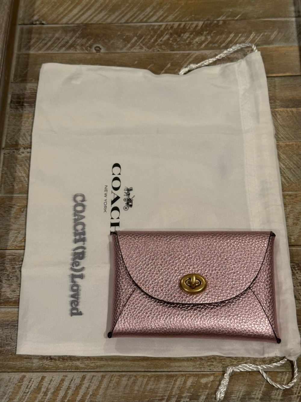 Coach Remade Medium Pouch Rose Pink Metallic